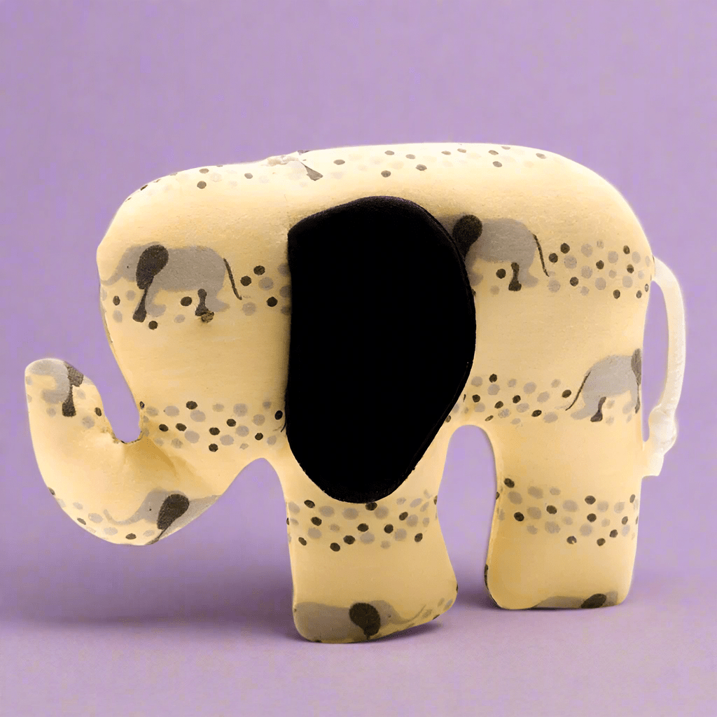 Small Yellow Patterned Elephant Organic Baby Toy - BYUTN2216 - Uneeka